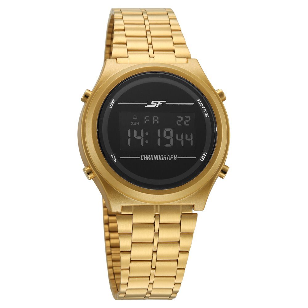 SF CirQle Digital Black Dial Golden Stainless Steel Strap Watch For Men-image-13