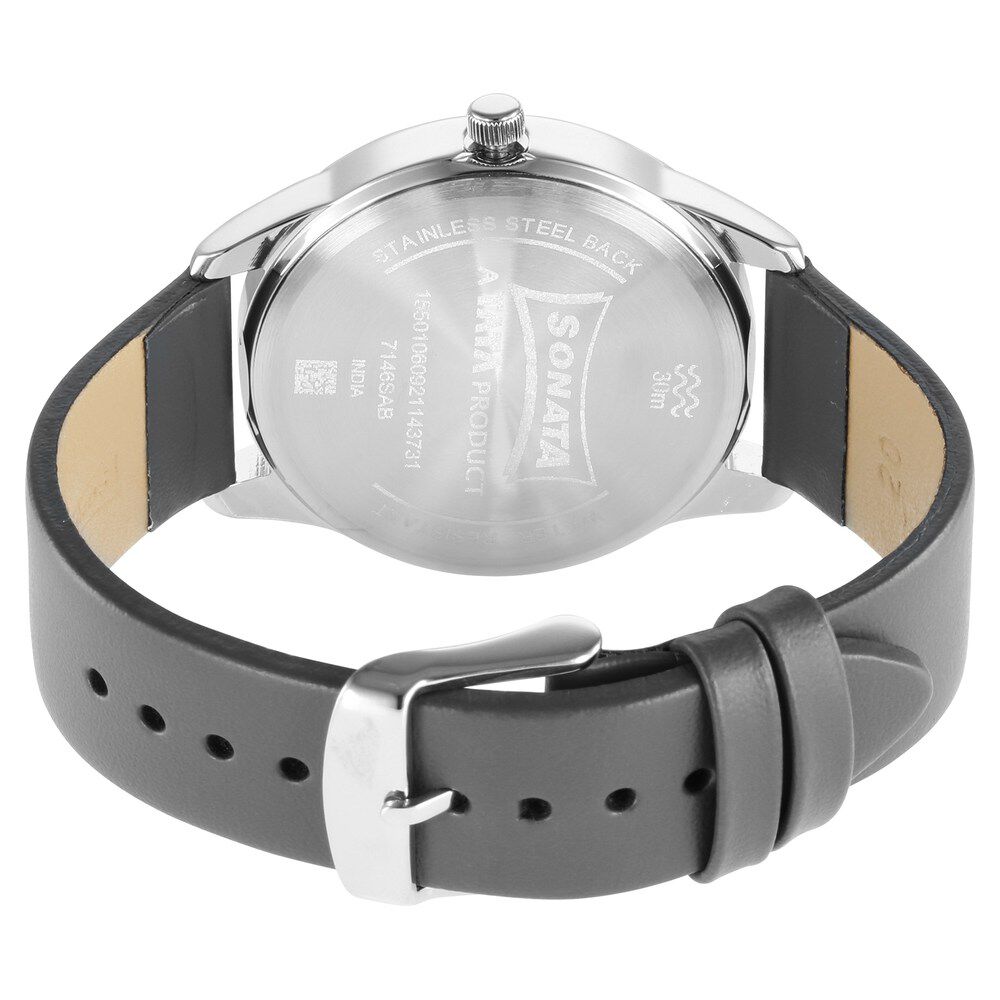 Sonata Force Quartz Analog Blue Dial Leather Strap Watch for Men