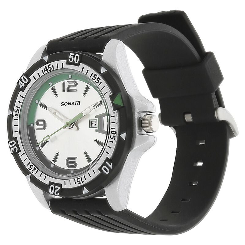 SF Quartz Analog Silver Dial Plastic Strap Watch for Men - image number 1