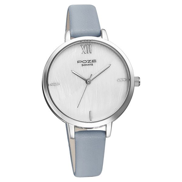 Poze by Sonata Quartz Analog White Dial PU Leather Strap Watch for Women - image number 1
