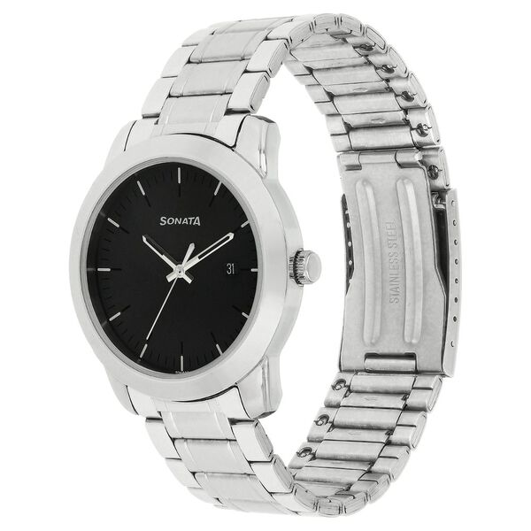 Sonata Quartz Analog with Date Anthracite Dial Stainless Steel Strap Watch for Men - image number 2