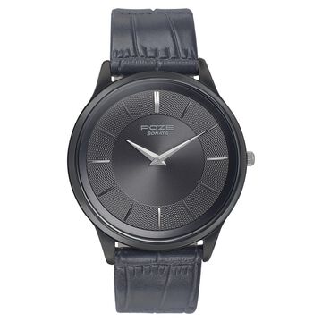 Poze by Sonata Quartz Analog Black Dial Leather Strap Watch for Men