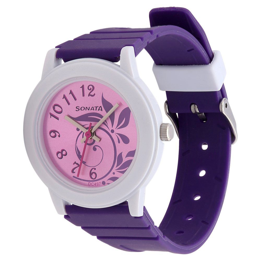 SF Quartz Analog Pink Dial Plastic Strap Watch for Women