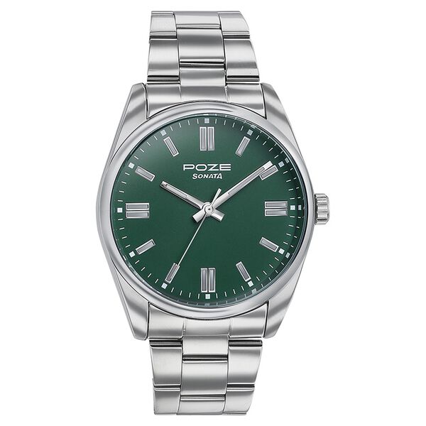 Sonata Poze Quartz Analog Green Dial Metal Strap Watch for Men - image number 1
