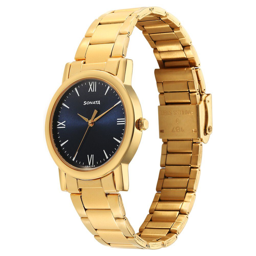 Golden watch with blue dial hotsell