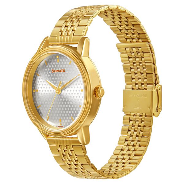 Sonata Gold Edit Silver Dial Women Watch With Stainless Steel Strap - image number 1