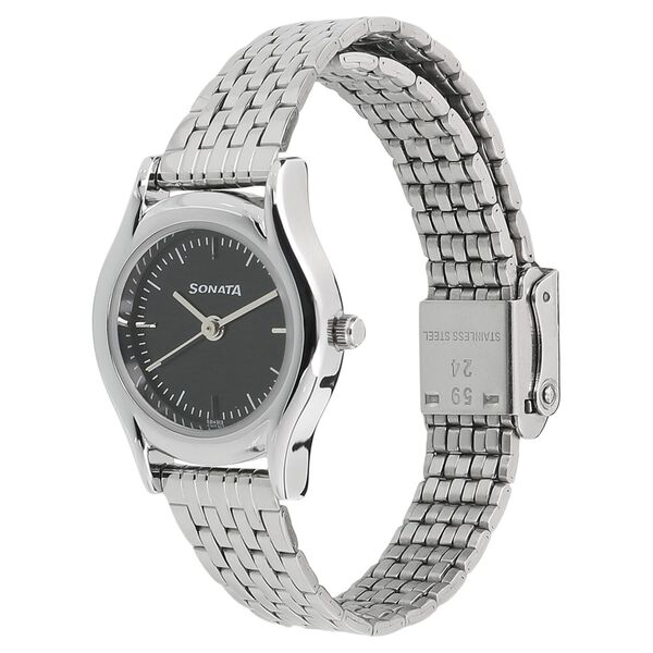 Sonata Essentials Black Dial Women Watch With Stainless Steel Strap - image number 1
