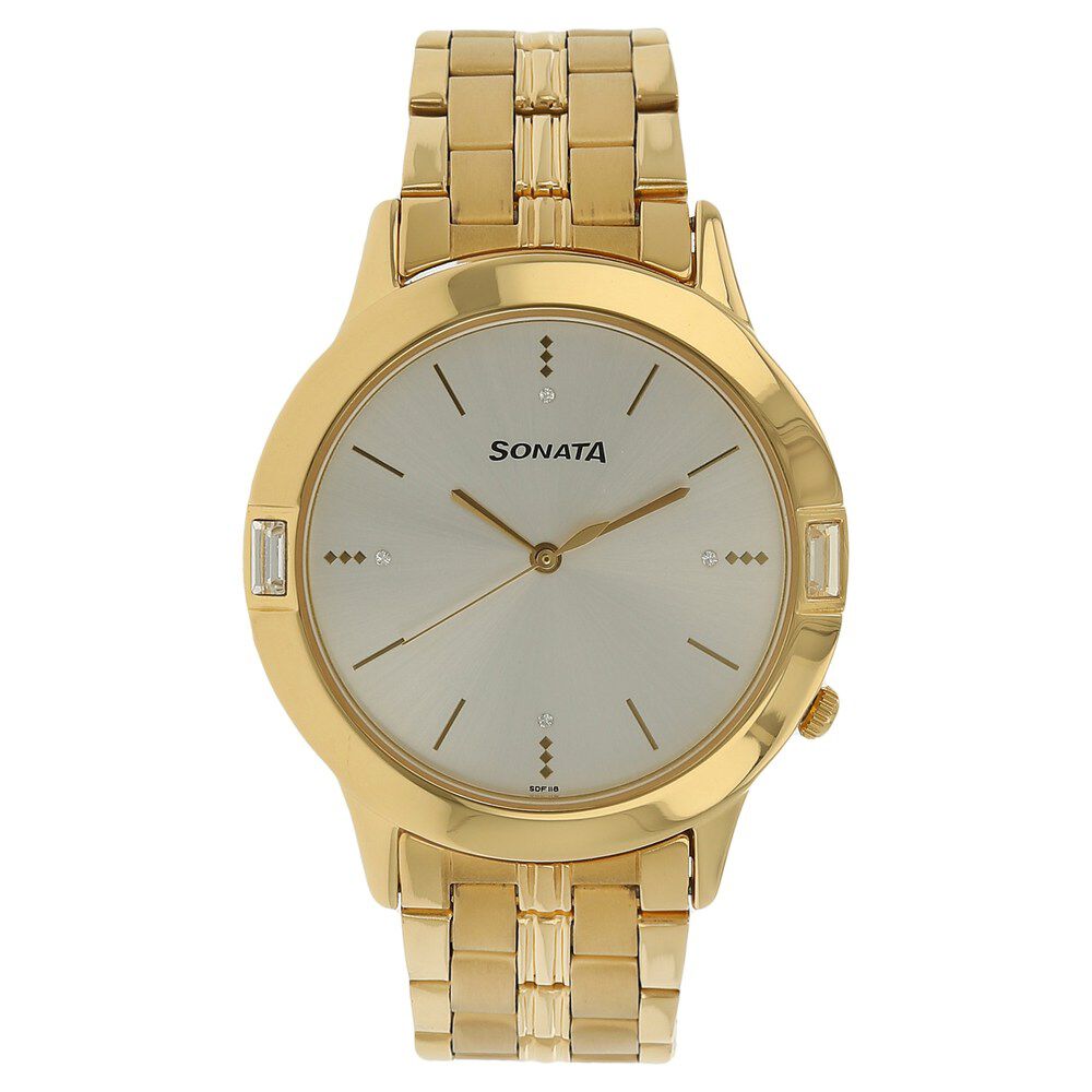 Sonata Quartz Analog Silver Dial Stainless Steel Strap Watch for Men