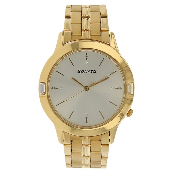 Sonata Quartz Analog Silver Dial Stainless Steel Strap Watch for Men - image number 0