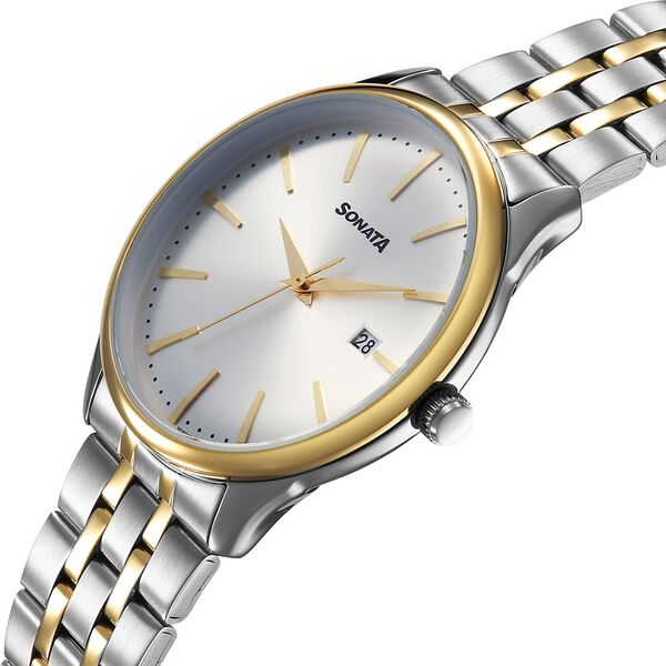 Sonata Eternia Quartz Analog with Date Silver Dial Metal Strap Watch For Men - image number 2