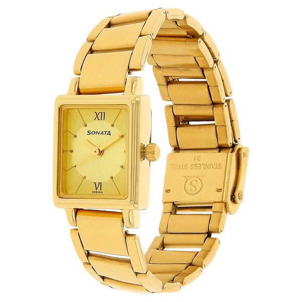 Sonata Quartz Analog Champagne Dial Stainless Steel Strap Watch for Women - image number 1