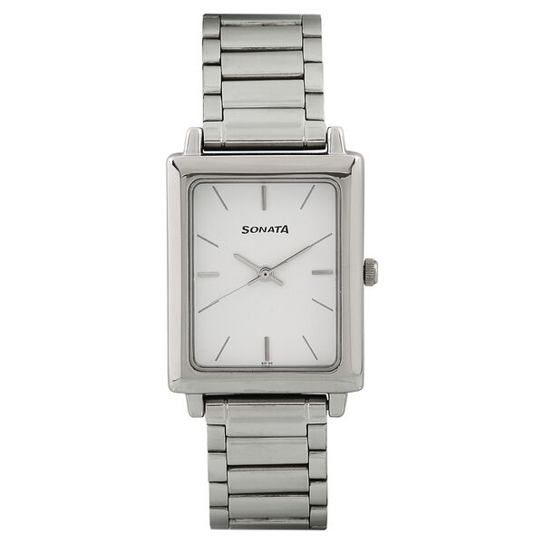 Sonata Quartz Analog Silver Dial Stainless Steel Strap Watch for Men - image number 0