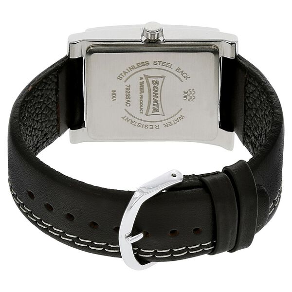 Sonata Quartz Analog with Date White Dial Leather Strap Watch for Men - image number 3