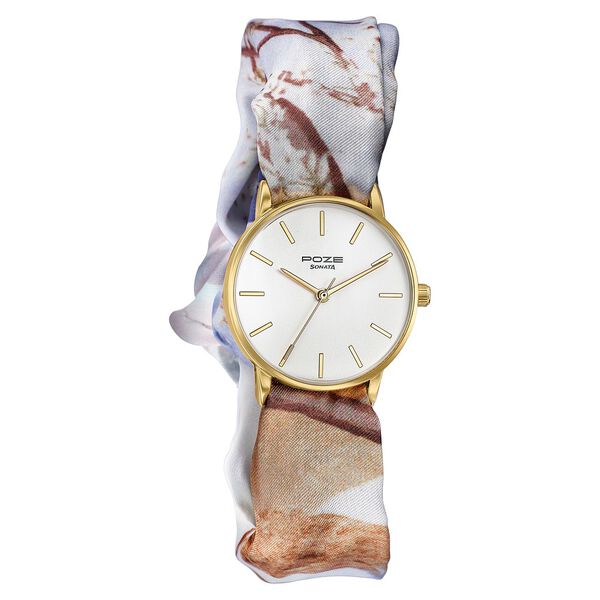 Sonata Poze Quartz Analog White Dial Multicoloured Colour Fabric Strap Watch For Women - image number 1