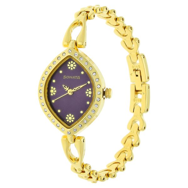 Sonata Wedding Purple Dial Women Watch With Metal Strap - image number 1