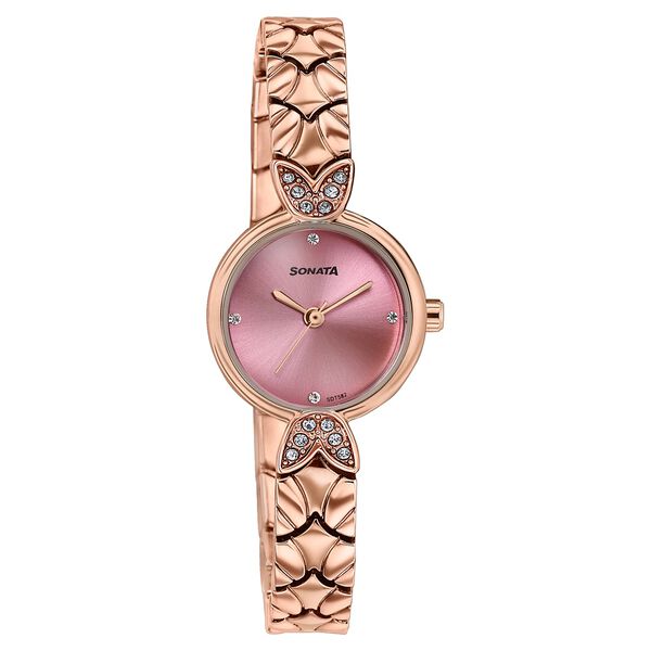 Women's Vintage style Pink dial Bracelet Watch - image number 1