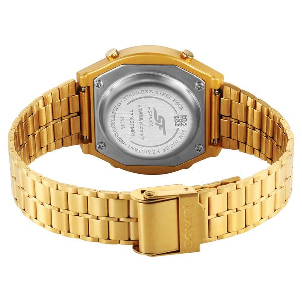 SF CirQle Digital Black Dial Golden Stainless Steel Strap Watch For Men - image number 4