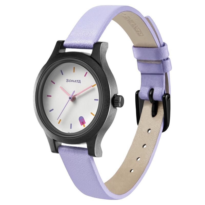 Sonata Play White Dial Women Watch With Leather Strap - image number 1