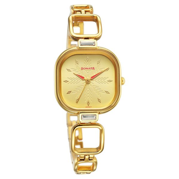 Sonata Wedding Quartz Analog Champagne Dial Metal Strap Watch for Women - image number 0