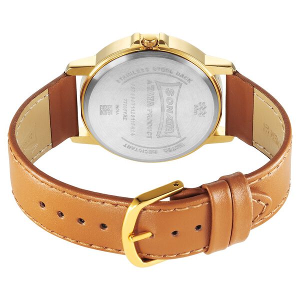 Sonata Traditional Essentials Quartz Analog Green Dial Leather Strap Watch for Men - image number 3