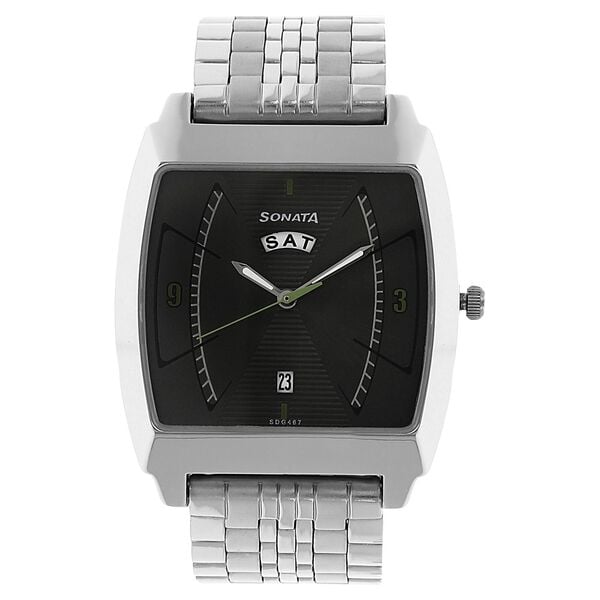 Sonata Quartz Analog with Day and Date Grey Dial Stainless Steel Strap Watch for Men - image number 0