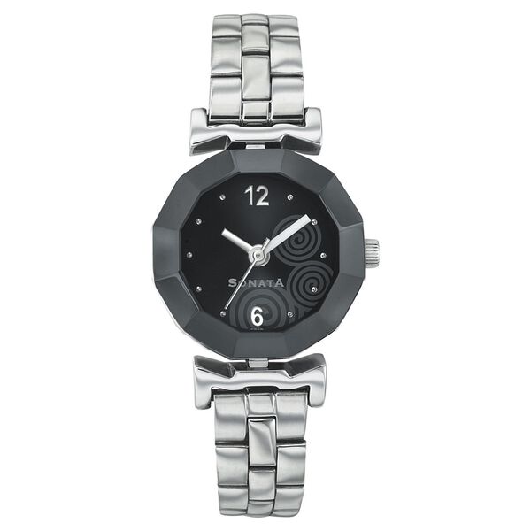Sonata Quartz Analog Black Dial Metal Strap Watch for Women - image number 0