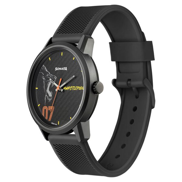 Sonata CSK Quartz Analog Black Dial TPU Strap Unisex Watch - image number 1