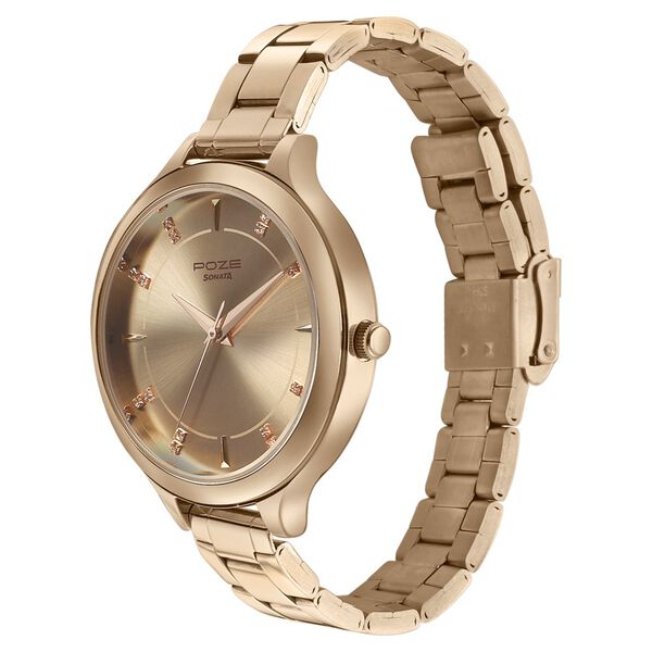 Sonata Poze Quartz Analog Rose Gold Dial Stainless Steel Strap Watch for Women - image number 2