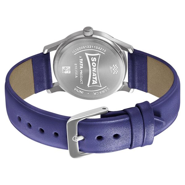 Sonata Women of Steel Blue Dial Leather Strap Watch for Women - image number 3