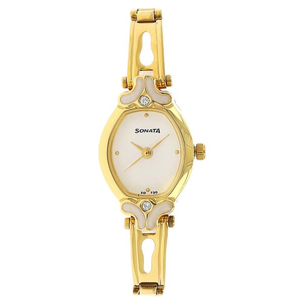 Sonata Quartz Analog White Dial Stainless Steel Strap Watch for Women - image number 0