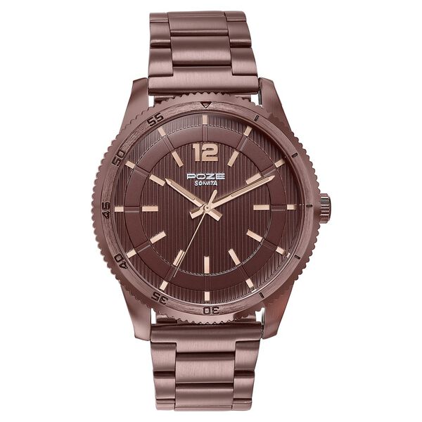 Sonata Poze Quartz Analog Brown Dial Brown Metal Strap Watch For Men - image number 0