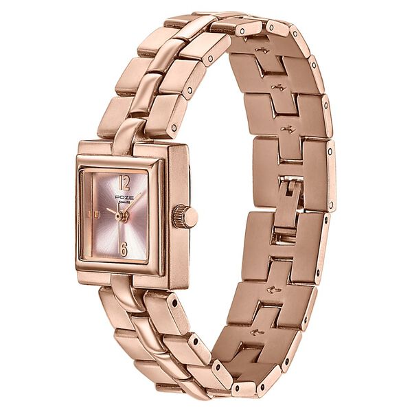 Poze By Sonata Quartz Analog Pink Dial Rose Gold Metal Strap Watch For Women - image number 4