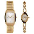 Sonata Quartz Analog Champagne Dial Leather Strap Watch for Couple