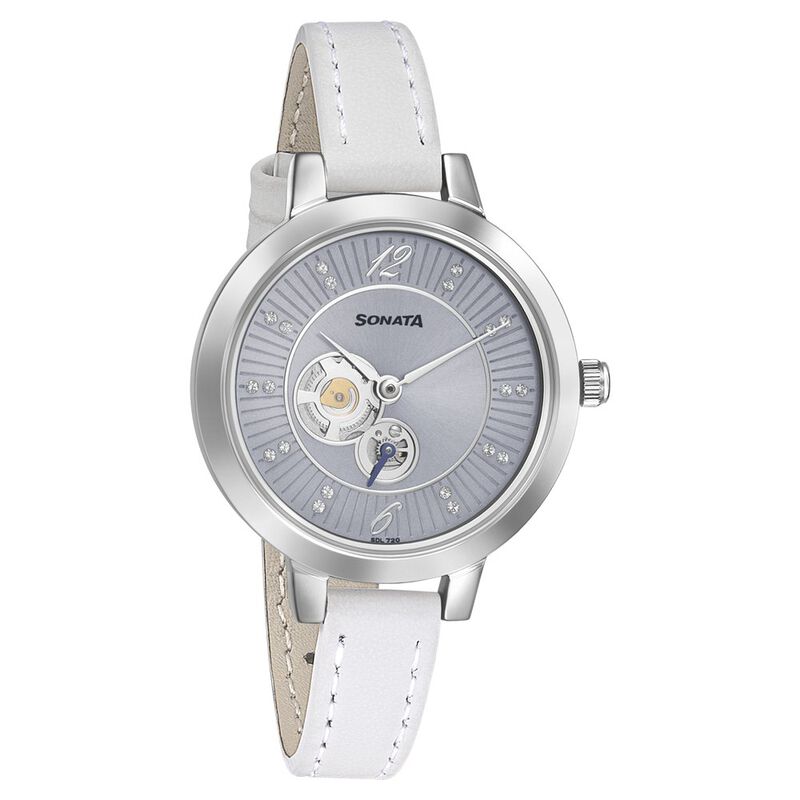 Sonata Unveil Blue Dial Women Watch With Leather Strap - image number 0