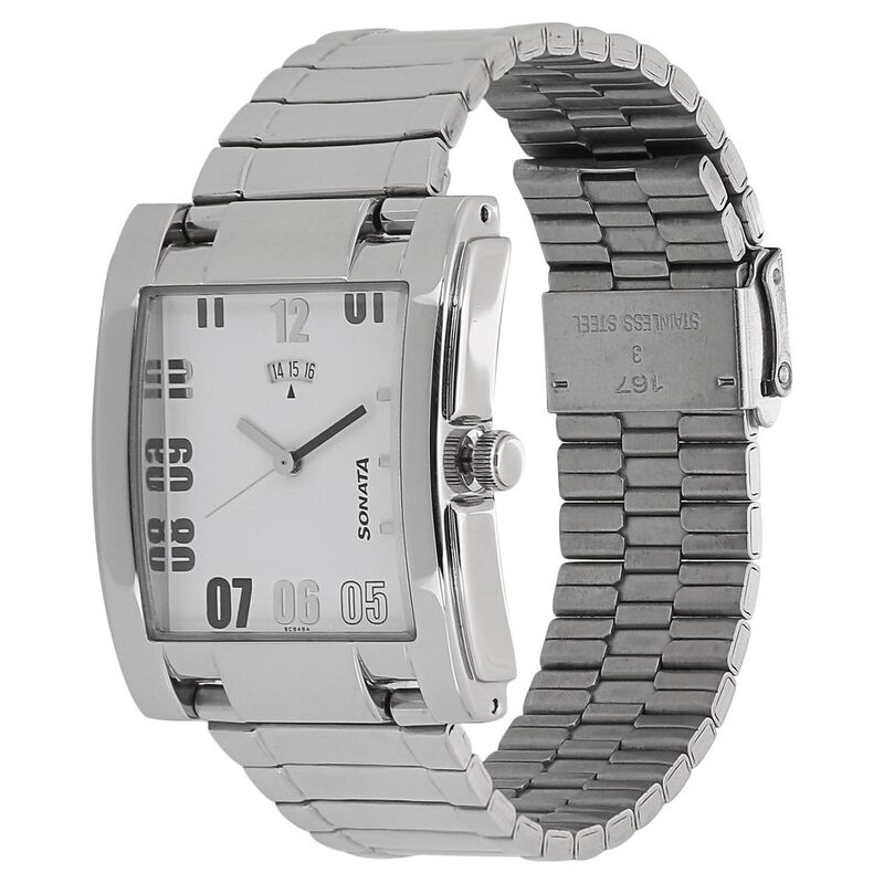 Sonata Quartz Analog White Dial Metal Strap Watch for Men - image number 1