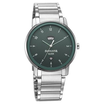 Sonata Sleek Green Dial Analog with Day and Date Watch for Men