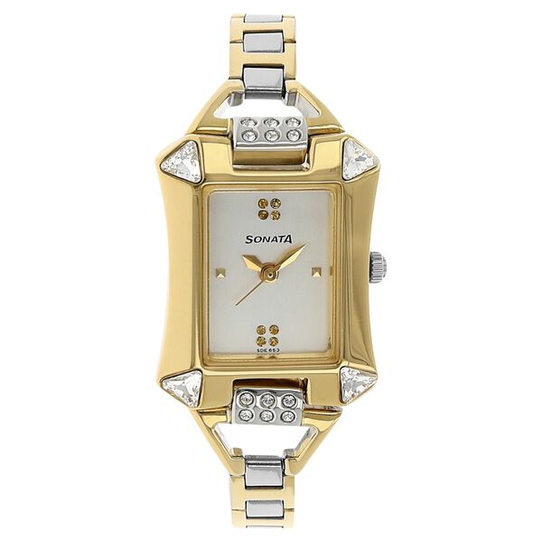 Sonata Quartz Analog Silver Dial Stainless Steel Strap Watch for Women - image number 0