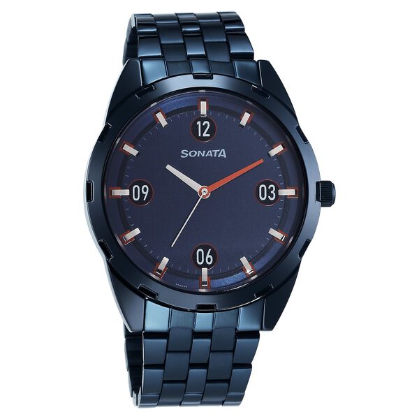 Sonata Blues Quartz Analog Blue Dial Metal Strap Watch for Men - image number 0