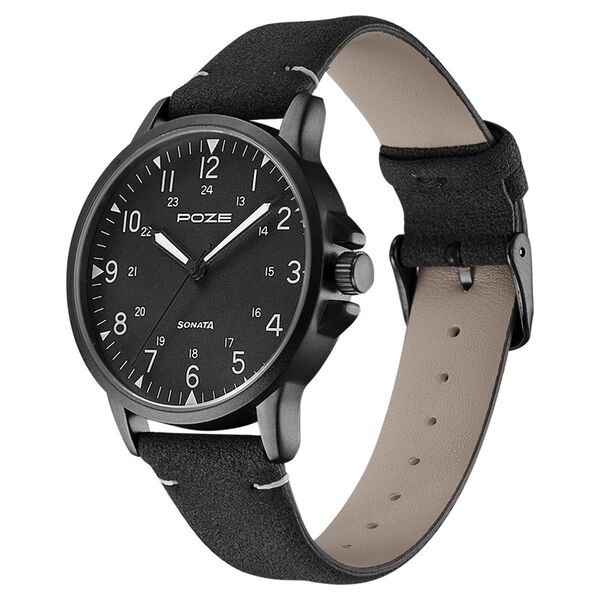 Poze by Sonata Quartz Analog Black Dial PU Leather Strap Watch for Men - image number 2