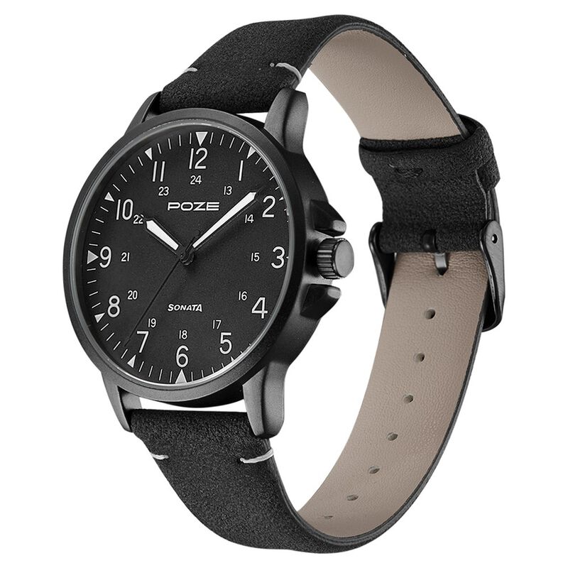 Montre Couple FILFEEL - Cadran Rond Creux Notes Musicales, Bracelet PU, Quartz, Unisexe (bracelet Noir)