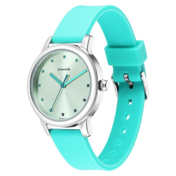 Sonata Splash Green Dial Women Watch With Plastic Strap - image number 1