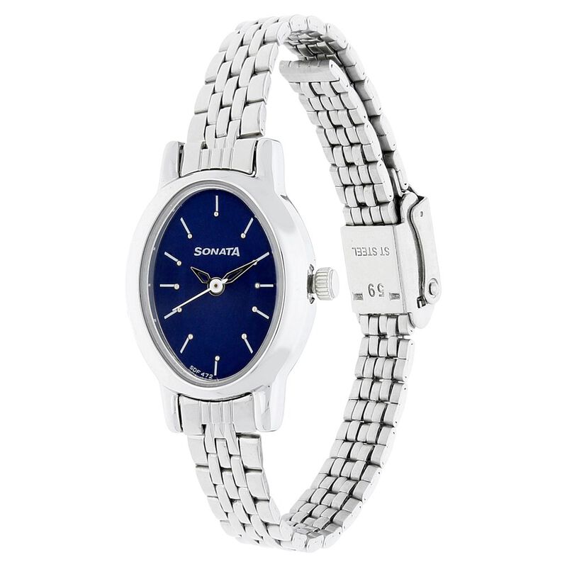 Sonata Quartz Analog Blue Dial Stainless Steel Strap Watch for Women - image number 1