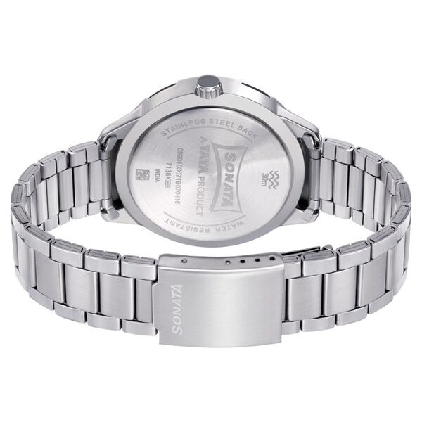 Sonata Quartz Analog Black Dial Metal Strap Watch for Men - image number 3