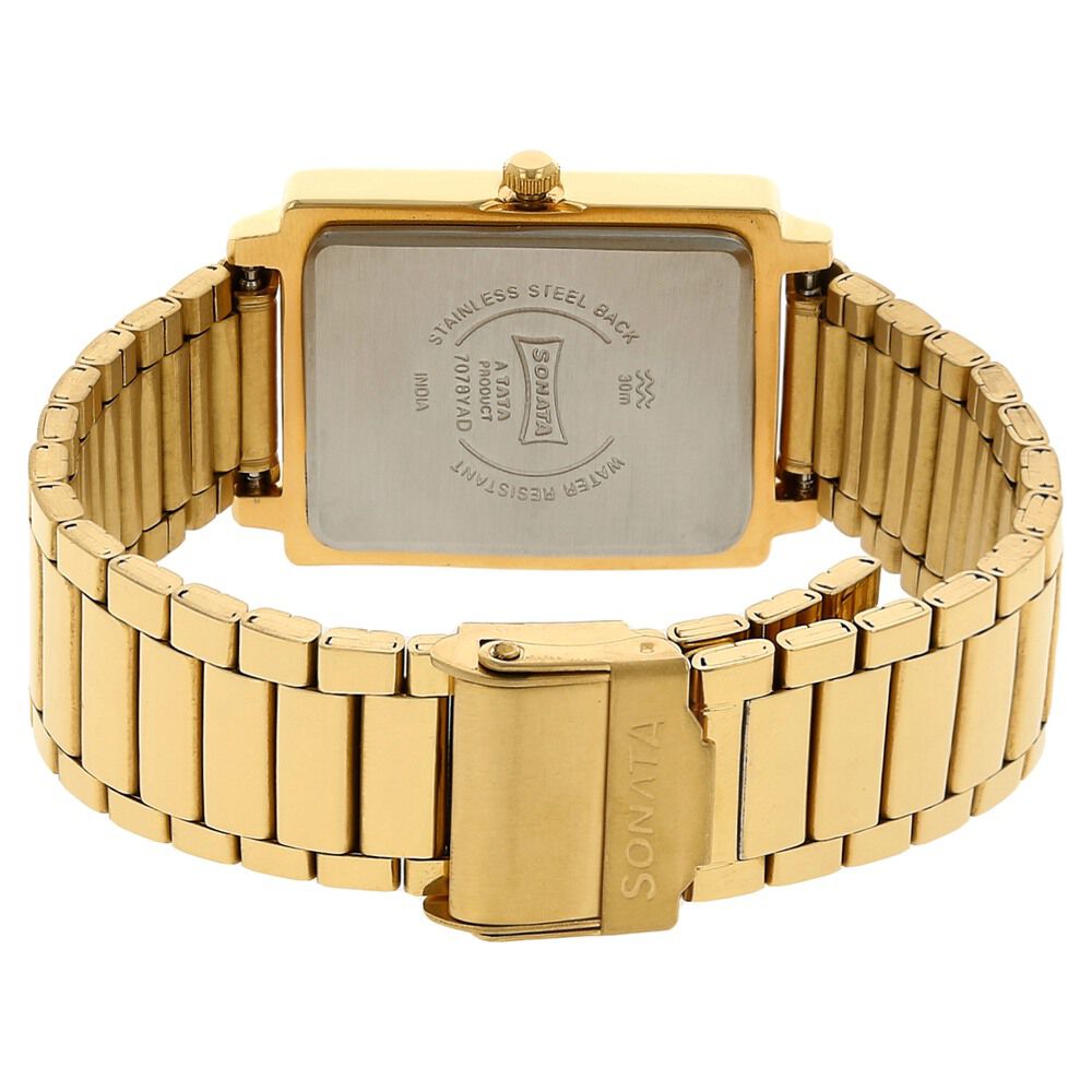 Buy Online Sonata Quartz Analog White Dial Stainless Steel Strap Watch for Men ns7078ym01 Sonata
