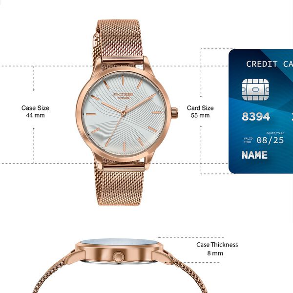Poze By Sonata Quartz Analog White Dial Rose Gold Metal Strap Watch For Women - image number 3