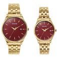 Sonata Jashn Quartz Analog Red Dial Golden Metal Strap Watch For Couple - image number 0