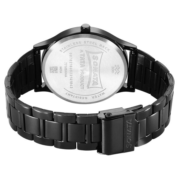 Sonata Aspire Quartz Analog Black Dial Stainless Steel Strap Watch for Men - image number 3