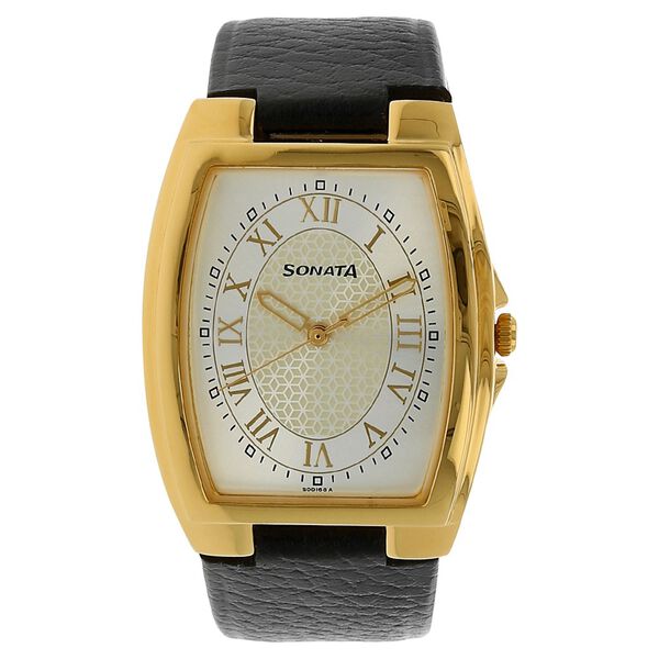 Sonata Quartz Analog White Dial Leather Strap Watch for Men - image number 0
