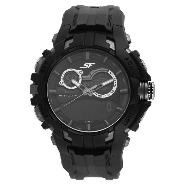 SF Quartz Analog Digital Black Dial Plastic Strap Watch for Men - image number 0