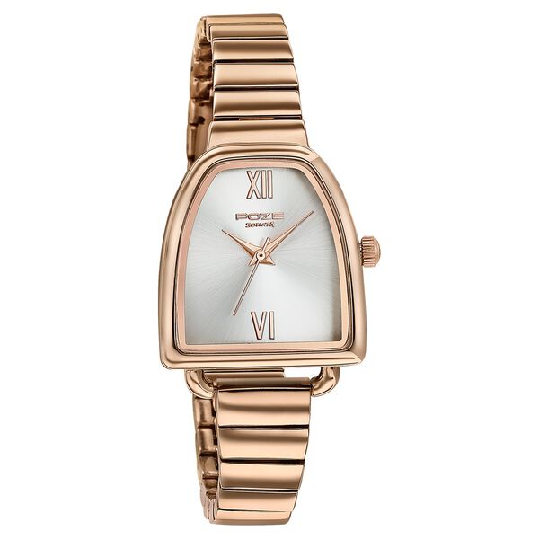 Poze By Sonata Quartz Analog Silver Dial Rose Gold Metal Strap Watch For Women - image number 2